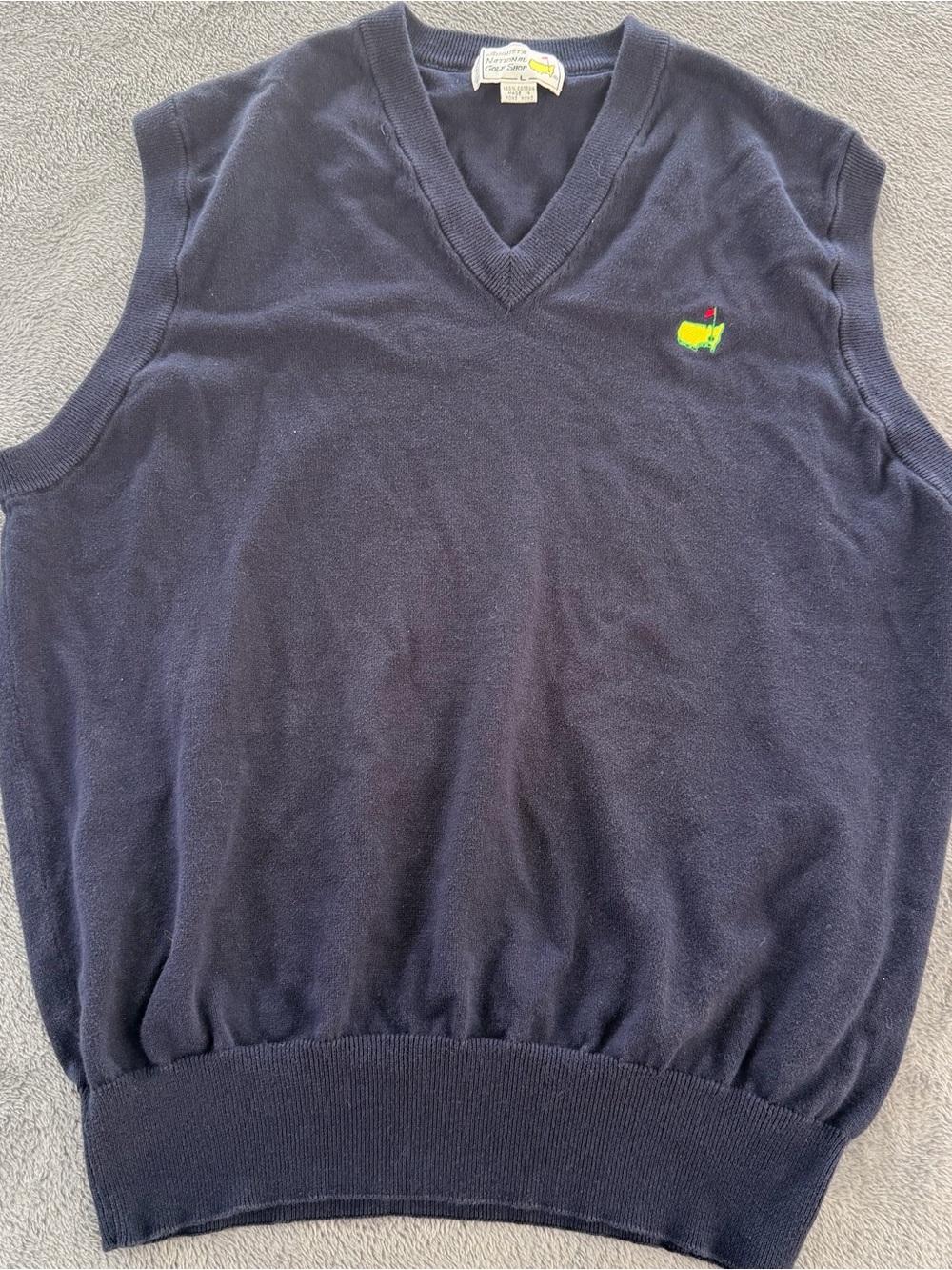 Vintage Augusta National Golf Shop Sweater Vest Mens Large Navy Masters Logo 90s